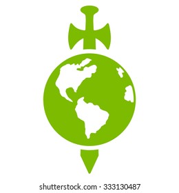 Earth Guard vector icon. Style is flat symbol, eco green color, rounded angles, white background.