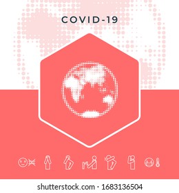 Earth - halftone logo. Graphic elements for your design