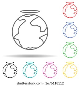Earth and halo multi color set icon. Simple thin line, outline vector of human rights icons for ui and ux, website or mobile application