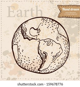 Earth. Hand drawn on vintage textured background. Vector eps 8