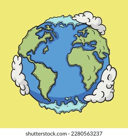 Ilustración de vectores dibujada a mano Tierra Diseño de caricaturas terrestres