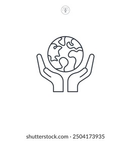 Earth in Hand icon symbol vector illustration isolated on white background