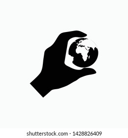 earth hand icon vector sign symbol