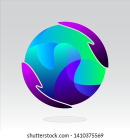earth with hand logo design . minimalist earth logo template . abstract colorful earth with hand logo template