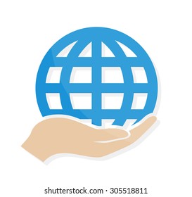 Earth in hand logo or icon