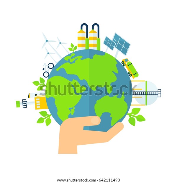 Earth Hand Solar Energy Wind Power Stock Vector (Royalty Free ...