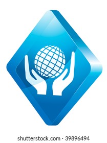 earth in hand, vector icon
