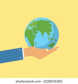 Earth And Hand Vector, Earth On The Hand Vector Illustration