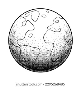 Earth handdrawn in pointilism technique