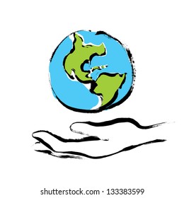 Earth in hands.