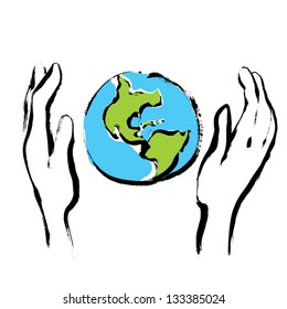 Earth in hands.