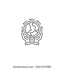 Earth Hands Line Icon. linear style sign for mobile concept and web design. Outline vector icon.