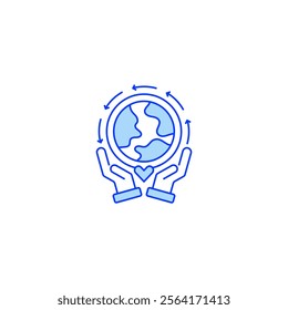 Earth Hands Line Icon. linear style sign for mobile concept and web design. Outline vector icon.