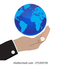 Earth in the hands of the reliability vector illustration