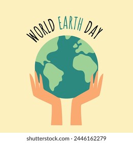 Earth in hands. World environment day. Save earth. Globe icon. Modern simple illustration. World map.
