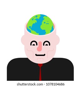 Earth in head. Open head and planet.
