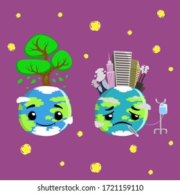 The earth is healthy and sick