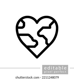 earth, heart, editable, pixel perfect icon