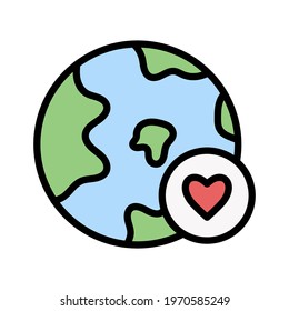 Earth, heart, favourite icon vector image. Can also be used for customer support and UI. Suitable for use on web apps, mobile apps and print media.