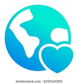 Earth Heart Icon Element For Design