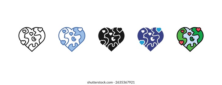 earth heart   icon sets collection multi style

