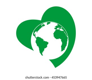 earth heart image vector icon logo