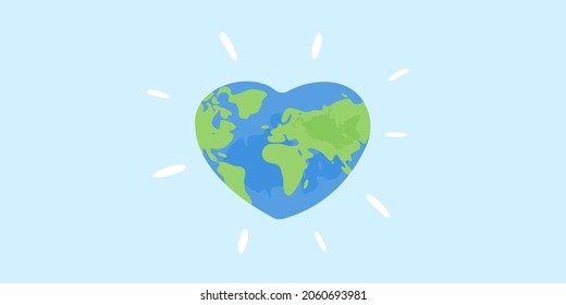 Earth in heart shape abstract illustration
