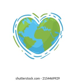 earth with heart shape icon