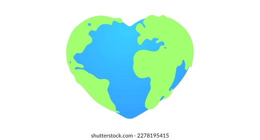 Earth heart shaped isolated illustration