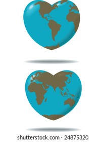Earth as a heart - vector illustration