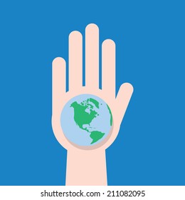 Earth held in the palm of a hand 
