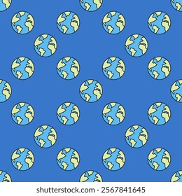 Earth Hemisphere vector concept blue seamless pattern
