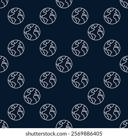 Earth Hemisphere vector concept minimal thin line seamless pattern