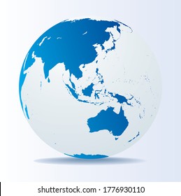 Earth hemispheres with continents,  realistic world map in globe shape