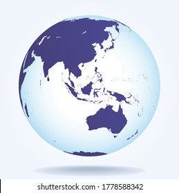 Earth hemispheres with continents,  realistic world map in globe shape