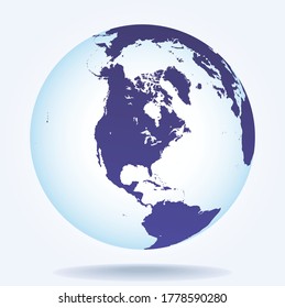 Earth hemispheres with continents,  realistic world map in globe shape
