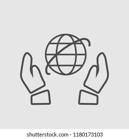 Earth holding hands. Simple isolated vector icon.