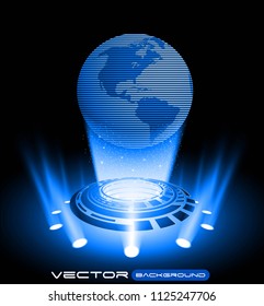 Earth hologram futuristic vector background