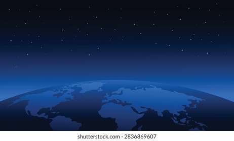 Earth Horizon View From Outer Space Flat Vector Landscape Background