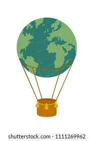 Earth Hot Air Balloon Isolated On Stock Vector (Royalty Free ...