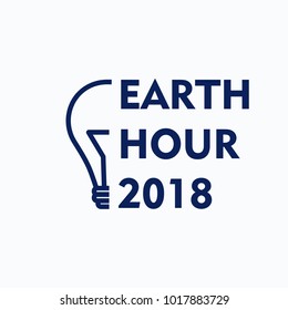 earth hour 2018 vector logo icon with lamp