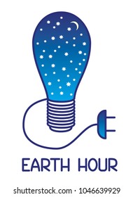Earth Hour. 60 minutes of off light, action, worldwide. Symbolic drawing.
Lamp filled with a starry sky 

