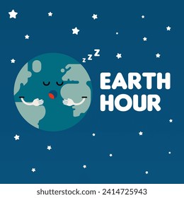 Ilustración de fondo de la hora de la Tierra. Feliz ilustración del día de la hora de la tierra. Llevar a cabo una hora de la Tierra para un mejor futuro de nuestro planeta