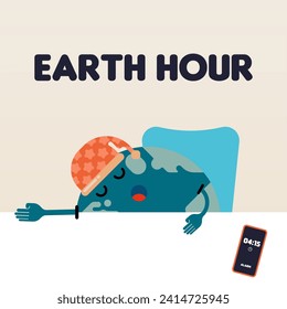 Earth hour background illustration. Happy earth hour day illustration. Carrying out earth hour for a better future of our planet
