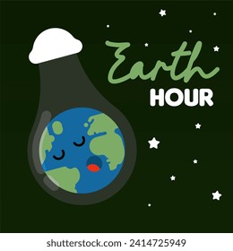 Earth hour background illustration. Happy earth hour day illustration. Carrying out earth hour for a better future of our planet