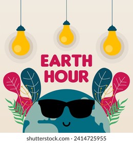 Earth hour background illustration. Happy earth hour day illustration. Carrying out earth hour for a better future of our planet