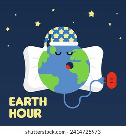 Earth hour background illustration. Happy earth hour day illustration. Carrying out earth hour for a better future of our planet