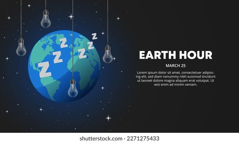 Earth hour background with the earth and off lamps