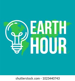 Earth Hour Banner With Lamp And Text. Ecology poster. Vector