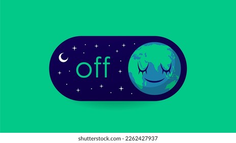 earth hour banner template with sleeping globe on off electricity switch illustration vector stock - Shutterstock ID 2262427937